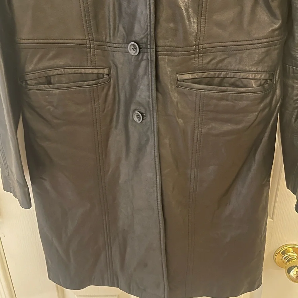 Brandon James Longline Lambskin Leather Coat - Picture 4 of 8